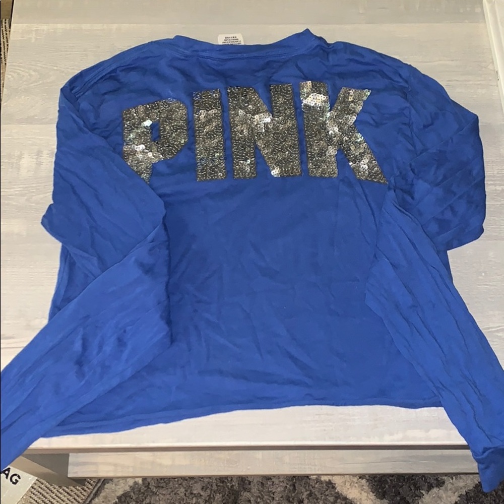 Blue Small Crop Pink Victoria’s Secret Long Sleeve